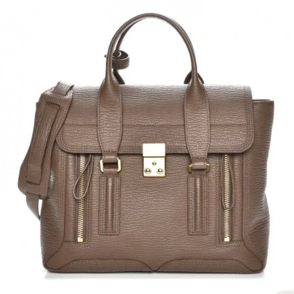 Authentic 3.1 PHILLIP LIM Textured Calfskin Medium Pashli Satchel in Taupe. - Picture 1 of 13